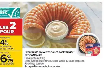Carrefour Éventail de crevettes sauce cocktail asc pescanova offre