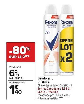 Carrefour Déodorant rexona offre
