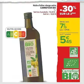 Carrefour Huile d'olive vierge extra carrefour bio offre