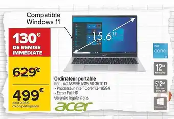 Carrefour Ordinateur portable acer offre
