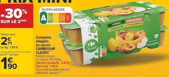 Carrefour Compotes allégées en sucres carrefour classic' offre