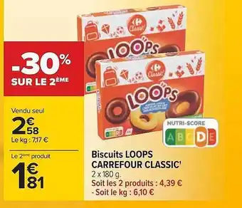Carrefour Biscuits loops carrefour classic' offre