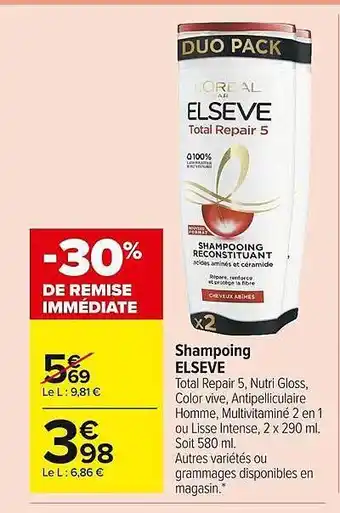 Carrefour Market Shampoing elsève offre