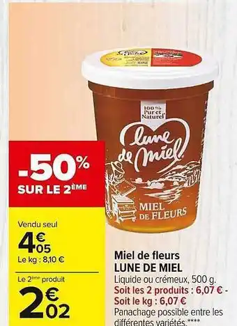 Carrefour Market Miel de fleurs lune de miel offre