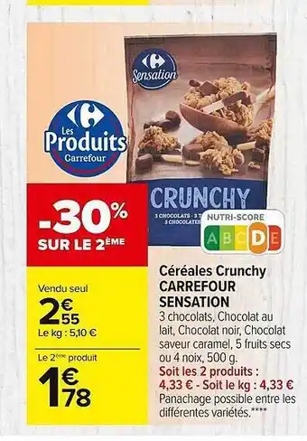 Carrefour Market Céréales crunchy carrefour sensation offre