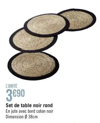 Géant Casino Set de table noir rond offre