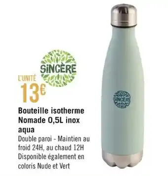 Géant Casino Bouteille isotherme nomade 0,5L inox aqua offre