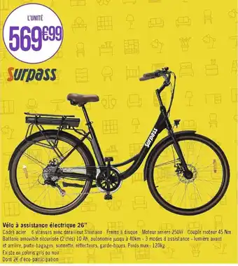 Géant Casino Vélo à assistance électrique 26 offre