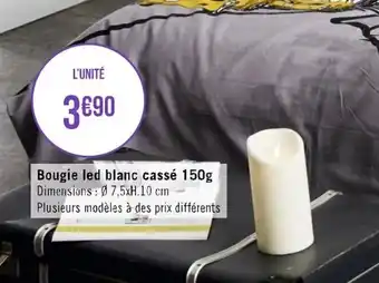Géant Casino Bougie led blanc cassé 150g offre