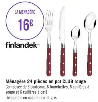 Géant Casino Ménagère 24 pièces en pot CLUB rouge offre