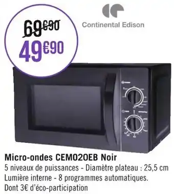 Géant Casino Micro-ondes CEMO20EB noir offre