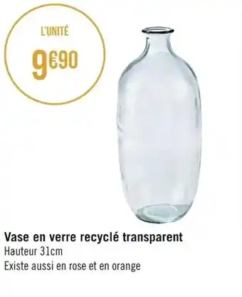 Géant Casino Vase en verre recyclé transparent offre