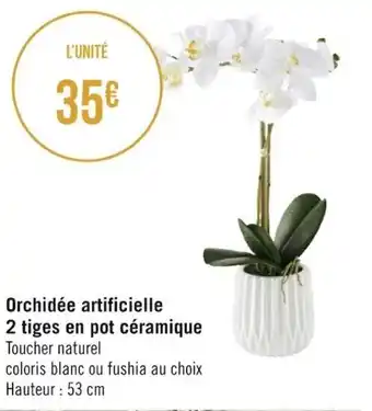 Orchidée artificielle 2 tiges en pot céramique