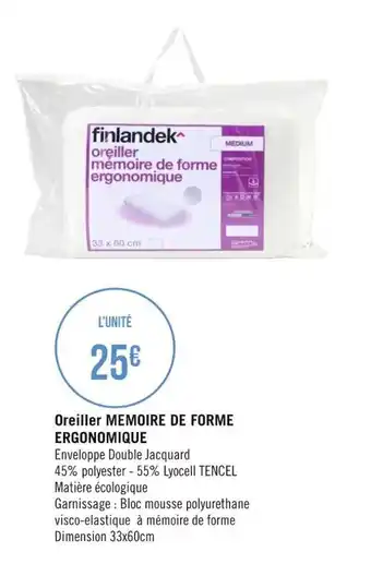 Géant Casino Oreiller MEMOIRE DE FORME ERGONOMIQUE offre