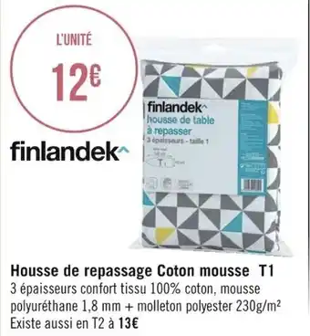 Géant Casino Housse de repassage coton mousse T1 offre