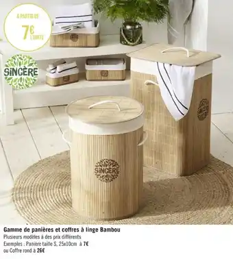 Géant Casino Gamme de panières et coffres à linge bambou offre