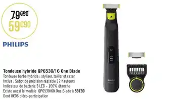 Géant Casino Tondeuse hybride QP6530/16 one blade offre