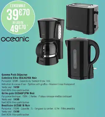 Géant Casino Gamme petit-déjeuner cafetière filtre OCEACF6B noir offre