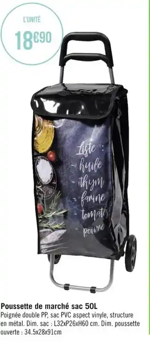 Géant Casino Poussette de marché sac 50L offre