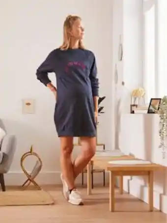Vertbaudet Robe-sweat courte à message grossesse et allaitement - bleu... offre
