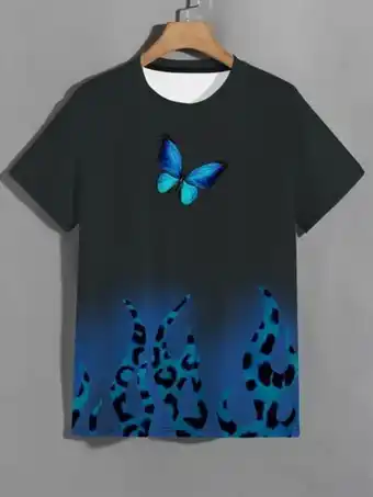Garçon t-shirt à imprimé léopard et papillon