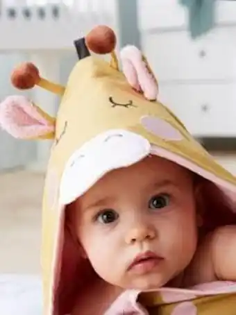Cape de bain girafe oeko-texÂź - rose