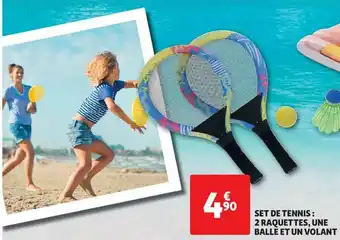 Auchan Set De Tennis : 2 Raquettes Une Balle Et Un Volant offre