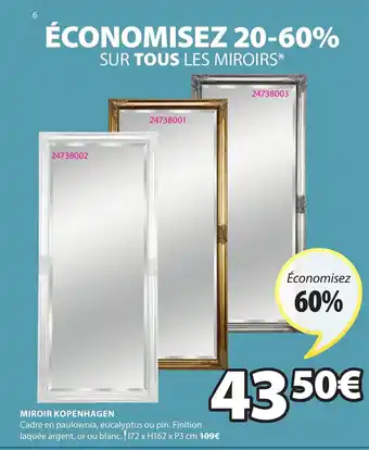 JYSK Miroir kopenhagen offre