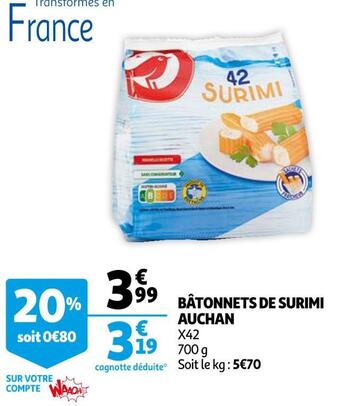 Auchan Auchan bâtonnets de surimi offre