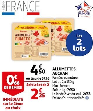 Auchan Auchan allumettes offre