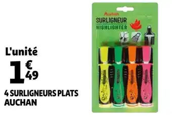 Auchan Auchan 4 surligneurs plats offre