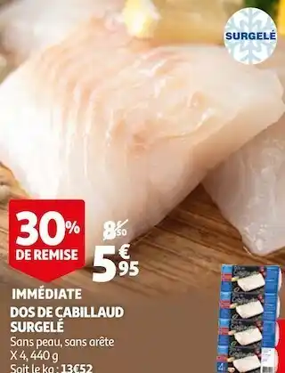 Auchan Dos de cabillaud surgelé offre