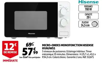Auchan Hisense micro-ondes monofonction hvauws1 offre