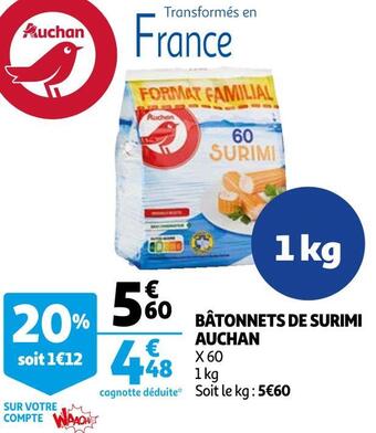 Auchan Auchan bâtonnets de surimi offre