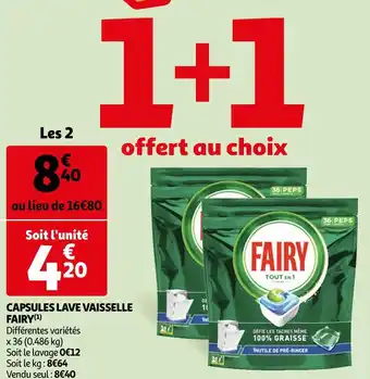 Auchan Fairy capsules lave vaisselle offre