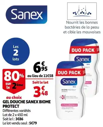 Auchan Sanex gel douche biome protect offre