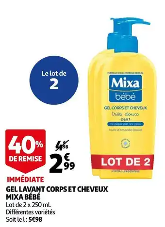 Auchan Mixa bébé gel lavant corps et cheveux offre
