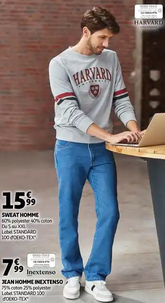 Auchan In extenso sweat homme, jean homme offre