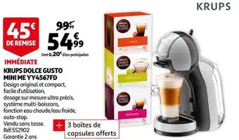 Auchan Krups krups dolce gusto mini me yy4567fd offre