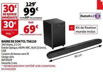 Auchan Tcl barre de son ts6110 offre