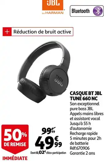 Auchan Jbl casque bt tune 660 nc offre