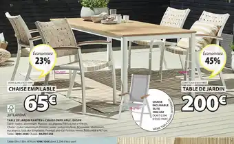 JYSK Table de jardin ramten + chaise empilable jeksen offre