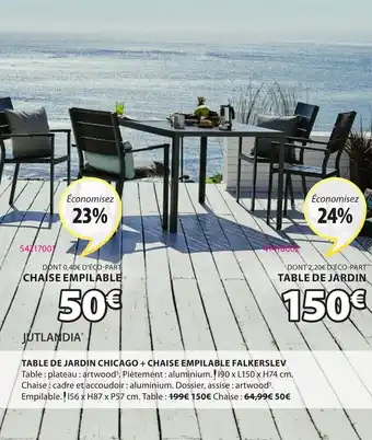 JYSK Table de jardin chicago + chaise empilable falkerslev offre