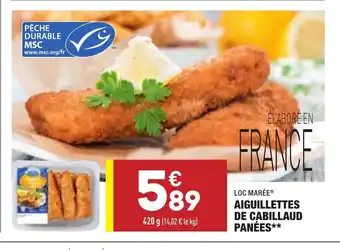 Aiguillettes de cabillaud panées