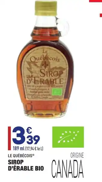 ALDI Sirop d'érable bio offre