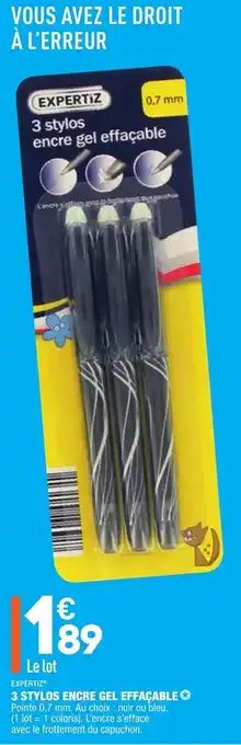 ALDI 3 Stylos encre gel effaçable offre