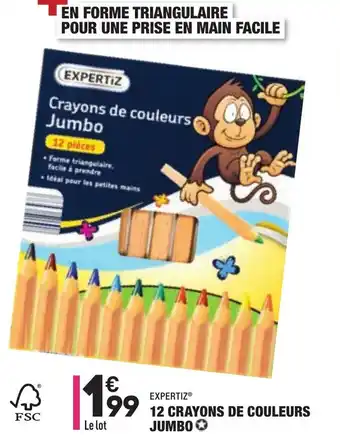 ALDI 12 Crayons de couleurs jumbo offre