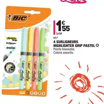 ALDI 4 Surligneurs highlighter grip pastel offre
