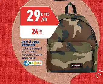 Bureau Vallée Sac à dos padded offre