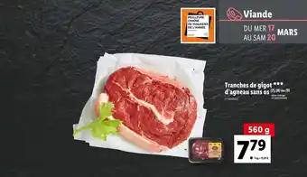 Lidl Tranches de gigot d'agneau sans os offre